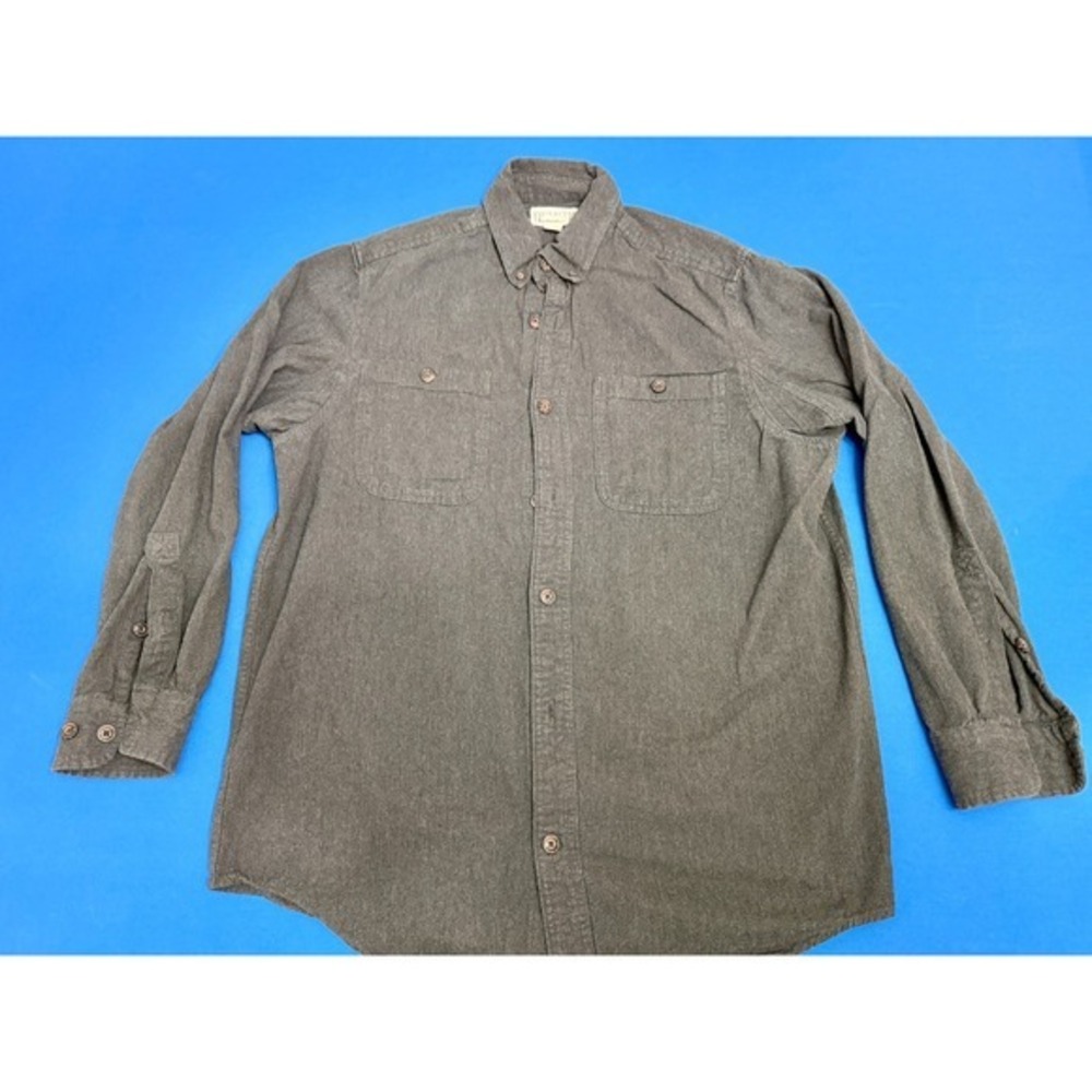 Duluth Trading Co Button Down Flannel‎ Shirt Men's Large Charcoal Gray Cotton